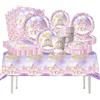 PYTRARTY Decorazioni per Feste Castello (81 Pezzi), Forniture per Feste di Compleanno, Set Stoviglie in Carta Principessa con Piatti, Tovaglioli, Bicchieri e Tovaglia per 20 Persone