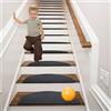 Qingbei Rina Step tappetini all'interno di 15 set 65x22cm Grigio scuro semicircolare, scale di sicurezza autoadesiva, gradini moderni delle scale, tappeti per scale anti-Grissata, per animali
