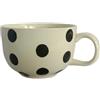 b2see Tazza da caffè grande in ceramica, 500 ml, a pois bianchi e neri, realizzata a mano (pois neri su bianco crema)