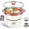 Mihoho Pentola elettrica da 2.5 litri, pentola shabu-shabu con vaso rimovibile, Riscaldamento veloce, adatta per preparare zuppe e pasta, perfetta per cene e feste familiari (Beige P)