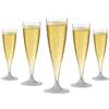 WOOPARTY Set 24 Flute Argento in Plastica - 200 ml | Calici da Spumante Riutilizzabili - Eleganti e Resistenti | Ideali per Festa, Matrimonio, Brindisi, Aperitivo, Eventi - 6,5x17,5 cm