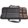 Generico Spiedini In Metallo - 10 Pezzi Spiedini in Acciaio Inox con Manico in Legno | Piatti Lunghi Griglia Manici Legno Acciaio Inox Per Carne Bistecca Pollo