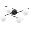 TopLight HOLLY APPLIQUE-PLAFONIERA 4 LUCI ATTACCO E27 NERO CON VETRO BIANCO SOFFIATO OPACO