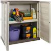 Dmora - Armadio da esterno Courtrai, Armadio balcone multiuso, Mobile da esterno a 2 ante, 100% Made in Italy, Beige e Marrone, 70x39h86 cm, Finitura righe