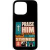 Vintage Christian Motivational Musical I Custodia per iPhone 15 Pro Max Retro Lodarlo con le corde Salmo150:4 Musica cristiana