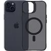 H HARDY Cover Antiurto + Proteggi Fotocamera Apple iPhone 15 | Hazy MagCase, Nero Opaco, Effetto Fume, MagSafe, Anti-Impronte + 4 Set Vetri Fotocamera (12 Pezzi)
