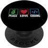 programming code PC computer nerd Langua Peace Love Coding PopSockets PopGrip Adesivo