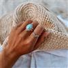 Anello Artigianale In Argento 925 Con Gemma Larimar Caraibi Naturale