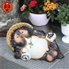 Shigaraki Ware Statua in ceramica Shigaraki Ware sdraiata Tanuki portafortuna cane procione ...