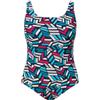 Ulla Popken Costume da Bagno Senza Coppe con Stampa Grafica e Scollo Rotondo Blu Notte Scuro 62+ 832232130-62+