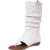Generic Sandali estivi da donna con zeppa, stivaletti a media altezza, stivali da cowboy con punta rotonda, sandali con zeppa da donna, scarpe da sera, sandali estivi da donna
