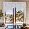 Huierxun Elegante mantovana in pizzo a cascata con nappe di perline ricamate floreali, mantovana semitrasparente, con tasca per asta, per camera da letto, soggiorno, cucina, cantina (bianco, 150 x 104