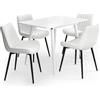 Vicco set tavolo da pranzo Beaver, Bianco, 110 x 70 cm | con 4 sedie, beige