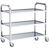 ORTOSUD Carrello Portavivande Carrello di Servizio Carrello 3 Ripiani Acciaio Inox,181 Kg Portata Massima,4 Ruote Omnidirezionali (2 Con Freno), 750×400×836mm