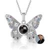 Desdira Collana con proiezione fotografica personalizzata e immagine nascosta - Collana a farfalla con foto - Regalo di gioielleria personalizzato per donna, fidanzata, madre, figlia - Argento, Oro, Oro Rosa