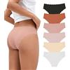SHARICCA Mutandine da donna, intima senza cuciture, slip stretch, hipster, perizoma, slip invisibili, morbidi, mutandine, tanga, a righe, bikini, mutandine per donne, confezione multipla, XL