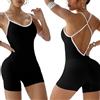 XDSP Tuta Intera Donna Sportiva Elegante Pantaloncini Tight V back Jumpsuit Tuta senza Slims maniche per sport Scrunch Butt tuta yoga con intera elasticizzata One Piece Palestra Bodysuit