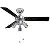 AireRyder Ventilatore da Soffitto con Illuminazione Cyrus 107 cm, Alloggiamento Cromo Lucido, Pala in Nero e Argento