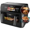 Cecotec Friggitrice ad Aria 10L - Air Fryer Cecofry&Grill Duoheat 10000. 2800W, 3in1: Friggitrice, Grill, Piastra. Parete divisoria mobile, Doppia Temp 40-200°C, Cottura uniforme e veloce