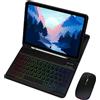 INF Custodia Blu per iPad 12.9 con Tastiera Bluetooth RGB e Mouse Illuminato Nero iPad 10.2/10.5 pollici