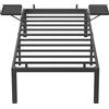VASAGLE, struttura letto, 90 x 190 cm, con rete metallica, struttura in metallo con scaffali, testiera, ideale per adolescenti, montaggio semplice, colore nero classico, modello RMB091B01