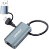 aceyoon Adattatore da USB C a Ethernet 2,5 Gbps, USB/tipo C 2 in 1, adattatore di rete cablata 2500 Mbps da USB C a rete LAN RJ45 in lega di alluminio tipo C a Ethernet adattatore per MacBook Matebook