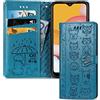 IMEIKONST Cover Compatibile con Samsung Galaxy S25 Plus Custodia in PU Pelle Flip Libro Portafoglio con Schede Slot Supporto Case Magnetica Protettiva Caso per Samsung S25+. Gatto Cane Blu SD