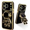 Easyscen Custodia per iPhone 18 Pro Max, simpatico cavalletto astronauta con cordino da polso, custodia protettiva in morbido TPU antiurto per Apple iPhone 17 Pro Max 6,9 pollici 2025 - nero