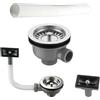 MINZHI Set di scarico per lavello, diametro 114 mm, Tubo di scarico flessibile regolabile, Sifone per lavello da cucina con troppopieno, Lavello da cucina a sifone, adatto per filtri lavello da cucina