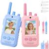 GREENKINDER Video Walkie Talkie Bambini, 2 Walkie Talkie Ricaricabili con Display, Telecamera HD& Modificatore Vocale, Lunga Portata, Regalo per Bambini e Bambine dai 3 ai 12 Anni
