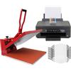 MONSTERSHOP Kit Sublimazione Pressa a Caldo - 38x38 Stampante a Cartucce & 10 Mascherine