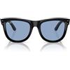Ray-Ban Occhiali da Sole RBR0502S 667772 Wayfarer Reverse Nero/Azzurro Unisex 50/22/145