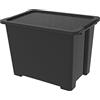 Rotho Evo Easy - Scatola portaoggetti con coperchio, 65 l, in plastica (PP riciclato), 65 l, 58,5 x 39,0 x 41,2 cm, colore: Nero