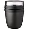 Mepal - Contenitore per il Pranzo Ellipse Mini - Scoparti Separati per Yogurt e Muesli - Adatto per il Freezer, il Microonde e la Lavastoviglie - 300 ml + 120 ml - Nordic Black