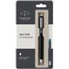 Parker Vector Cromata Penna Stilografica Nero Sottile Pennini Blu Cartuccia OEM