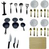 Cayway Accessori da cucina in miniatura Accessori da cucina in miniatura Mini accessorio alimentare Mini piatto piatto coltello forchetta per giocare
