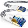 CSL-Computer CSL - Cavo di rete CAT 8 piatto e sottile - Cavo LAN per 40 Gigabit ad alta velocità, cavo Internet, cavo piatto, cavo di posa - 40 Gbps Cat.8 RJ45 per switch router modem PC, 10 m, bianco