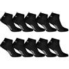 Umbro Calzini Uomo e Donna 43-46, Set di 10, Nero