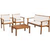 Shally Dogan Set Patio 4 Mobili da Giardino Portico in Legno di Acacia Tavolino Basso e Sedie