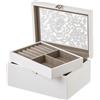 BAKAJI Portagioie in Legno Bianco Design Floreale Scatola Organizer Porta Gioielli