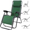 BAKAJI Sedia da Giardino Poltrona Relax Pieghevole Gravita Zero Acciaio Oxford Verde