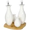 BRANDANI Menage Foglia Bianco Set 4 Pezzi Oliera e Acetiera in Porcellana