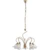 Belight Lampadario 5 Luci Alice Ferro Battuto Avorio E Oro Vetro Bianco