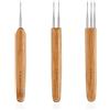 Ownkim 3 pezzi aghi gancio per capelli - gancio serrature per dreadlocks, chiusura per capelli, fai da te Braid Craft, manico in bambù, stili vari, acciaio inossidabile, leggero e durevole