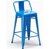 AHD Amazing Home Design Sgabello da bar in metallo in stile industriale con schienale Steel Top - Blu