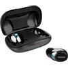 Aiwa Cuffie wireless AIWA EBTW-850, TWS, Bluetooth 5.0, 445mAh, IPX5, Metallo Premium, nere
