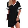 Bresdk Camicia da Notte Donna in Cotone Estiva Maniche Corte | Abito sleepwear leggero con bordi a contrasto, ideale per la degenza ospedaliera, il relax domestico e il riposo