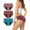 TANSTC Mutande Mestruali Assorbenti 60ML, Donna Cotone Slip Ciclo Protettive Periodico Intima Mestruale Ecologico con 4 Strati Anti Perdite Lavabili, Rosa+Rosso+Verde, 3 Pack, L