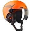 BLACK CREVICE Casco da sci per bambini Leogang I Casco da sci con visiera stile pilota in diversi colori I Casco da snowboard unisex I Casco da sci (48-52, Arancia Opaco/Nero)