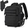 HUNTVP Mini zaino tattico con fondina, 9 l, per donna e uomo, piccolo zaino militare per sport, escursionismo, viaggi, campeggio, Nero , S